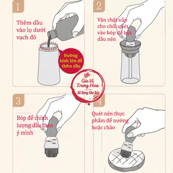 Chổi quét dầu silicon nhiệt độ cao BBQ kèm lọ thủy tinh đựng dầu ăn