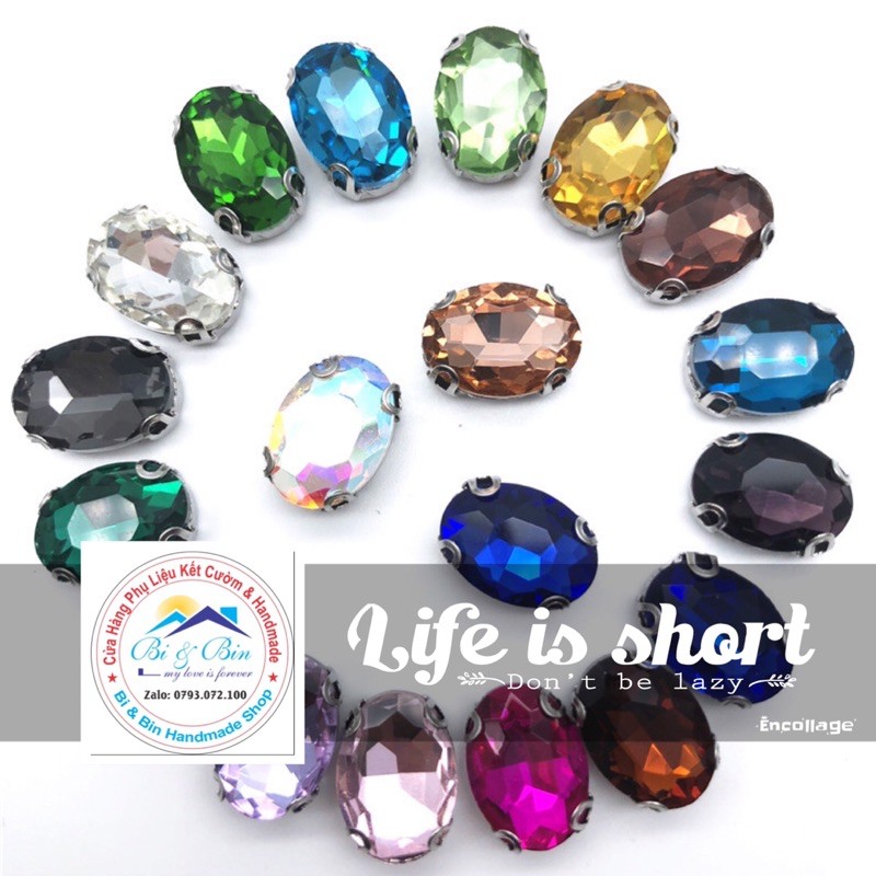 20 Viên Đá Đế Oval Hạt Pha Lê Đính Kết Trang Phục Thời Trang