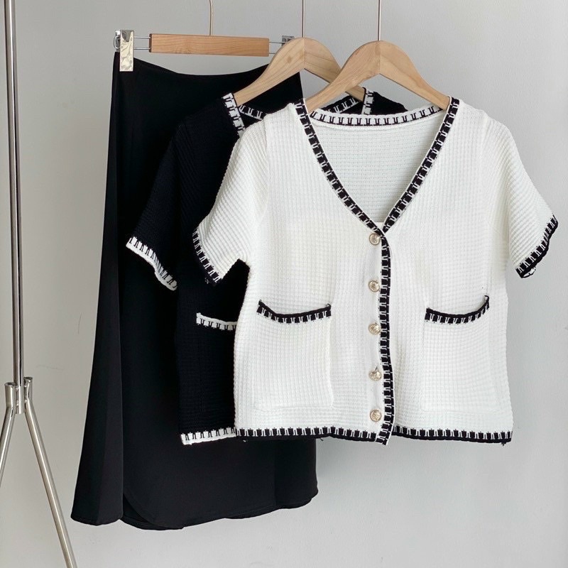 [Ảnh thật/Video] Áo len croptop dáng siêu đẹp sang chảnh dễ phối cộc tay