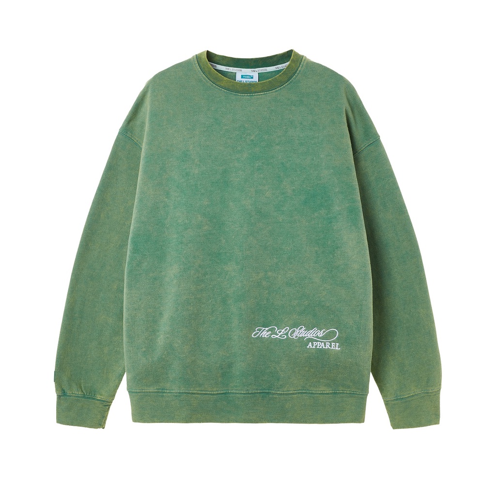 THELSTUDIOS - Áo Sweater Nỉ Wash thêu logo Basic