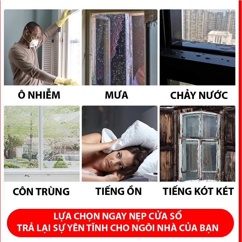 Ron dán cửa sổ chặn khe hở ⭐ Thanh nẹp cửa ngăn côn trùng chống bụi bẩn cách âm KINGRON