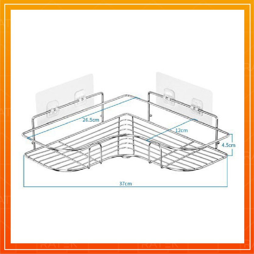 Kệ góc Inox không gỉ cho nhà tắm, nhà bếp, kèm dán tường siêu dính chất lượng cao chịu lực đến 10 Kg