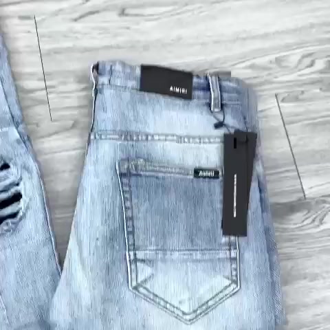 Quần jean skinny Amiri nam likeauth wash đen xám rách vá da nhăn đen thỏ Playboy đùi gối ống xếp sóng | BigBuy360 - bigbuy360.vn