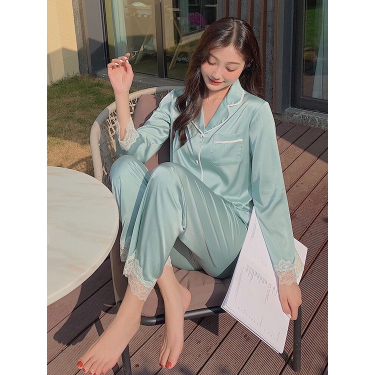 Bộ Đồ Ngủ Lụa Ren Kèm Bịt Mắt - Chất lụa mềm mịn, form vừa thoải mái | BigBuy360 - bigbuy360.vn