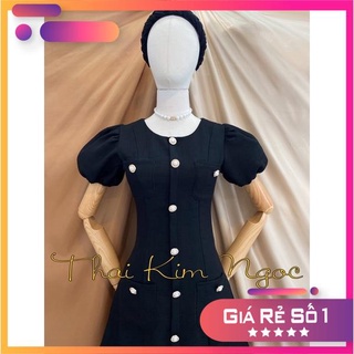 Đầm dự tiệc tay phồng phối nút 2 lớp sang trọng