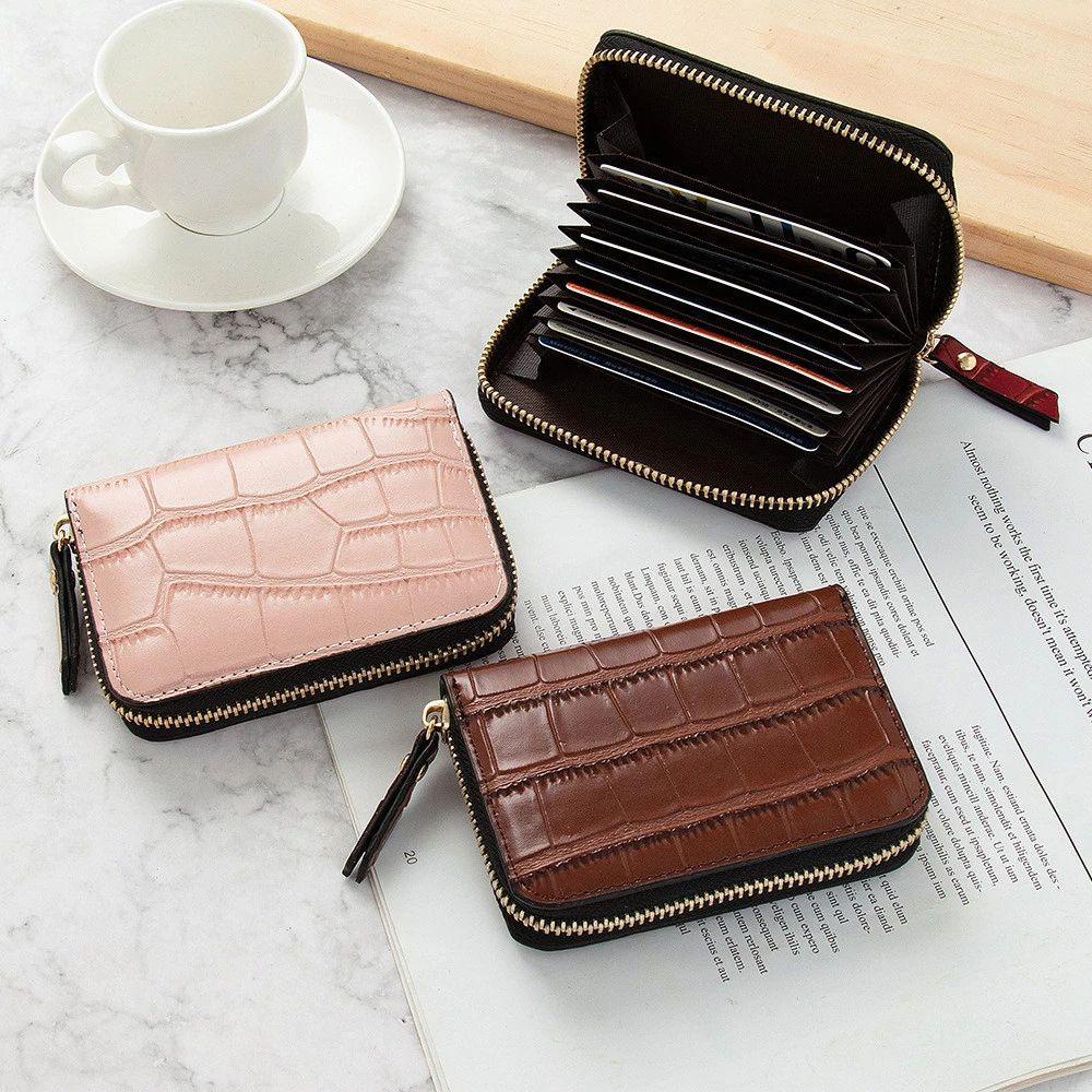 SOMEDAYZL Ví Da PU Đựng Thẻ Ngân Hàng / Danh Thiếp Có Khóa Kéo