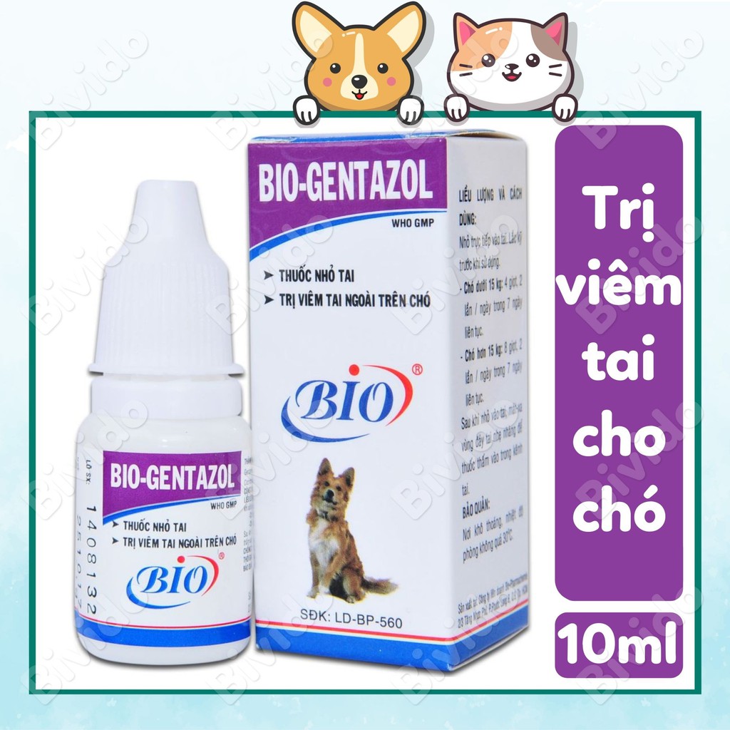 Dung dịch nhỏ tai Bio-Gentazol cho chó ngừa viêm tai chai 10ml - Bivido