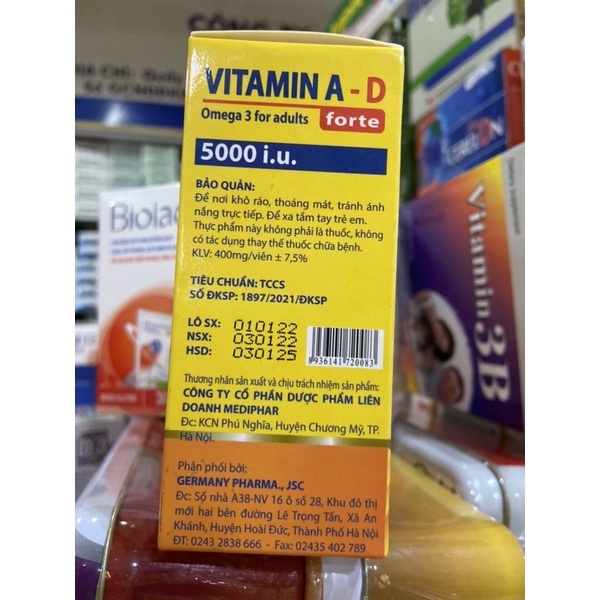 Viên uống Vitamin A-D Omega3 Forte