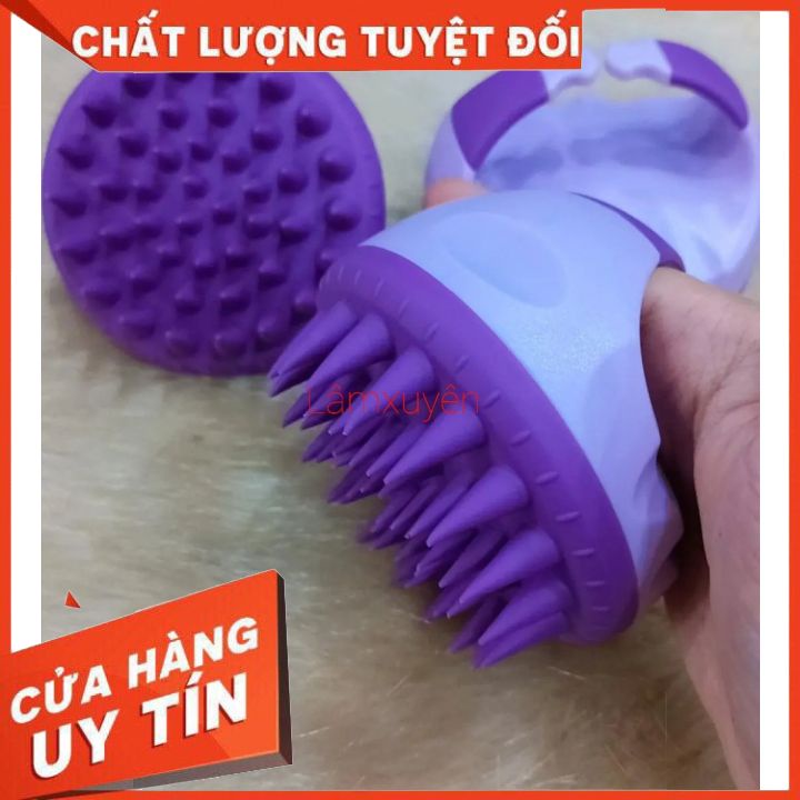 Lược gội đầu dưỡng sinh TÍM SỊN silicon gỡ rối ,loại bỏ những cặn bã nhờn, gàu(ngăn rụng tóc kích thích mọc tóc)[tậngốc]