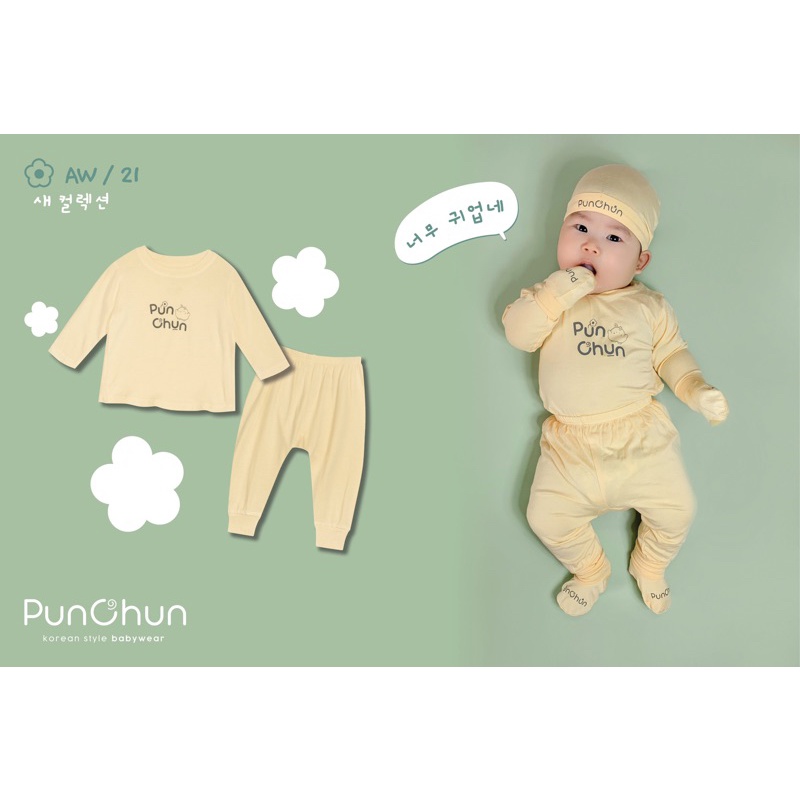 Punchun - Bộ dài tay Punchun trai gai (0-3M đen 5Y)