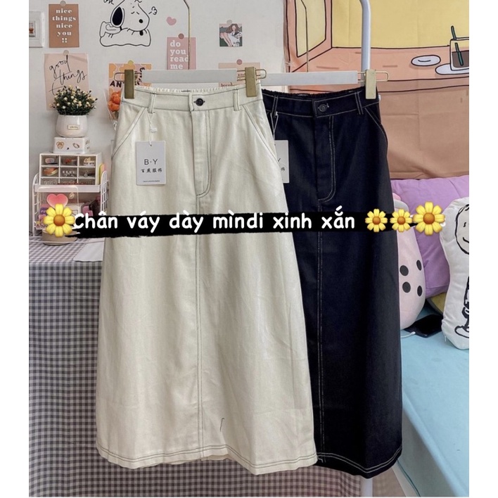 Chân váy min xẻ tà chun sau xinh xắn