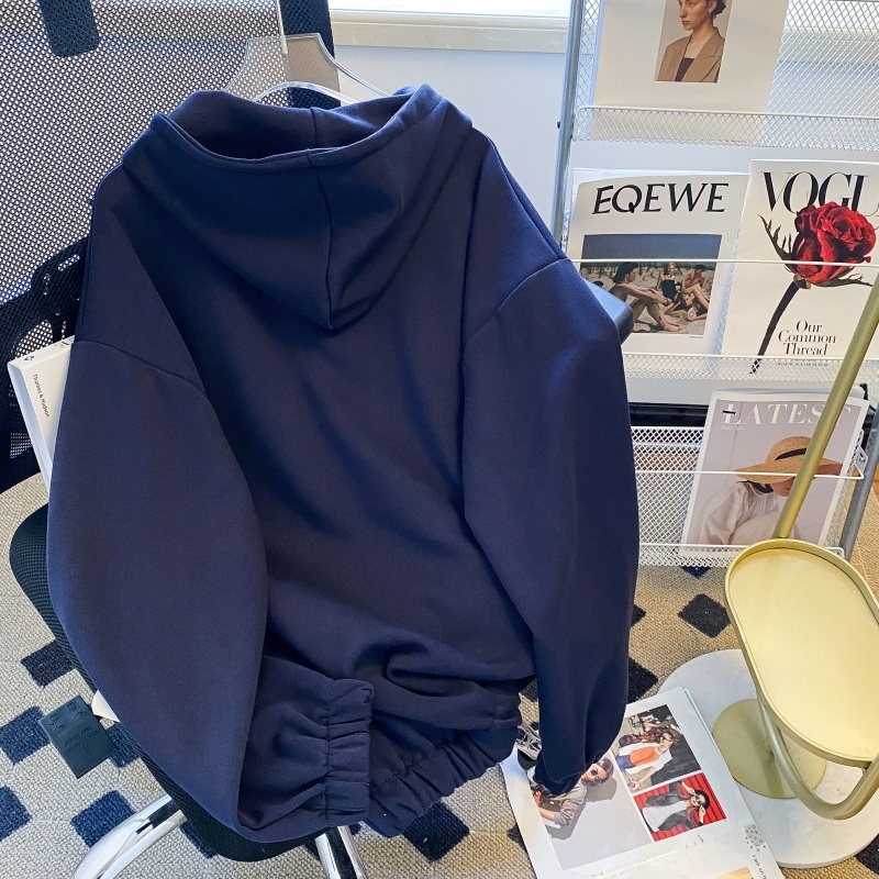 ZHELIHANGFEI Áo Hoodie Thể Thao Tay Dài Dáng Rộng Màu Sắc Đơn Giản Trẻ Trung