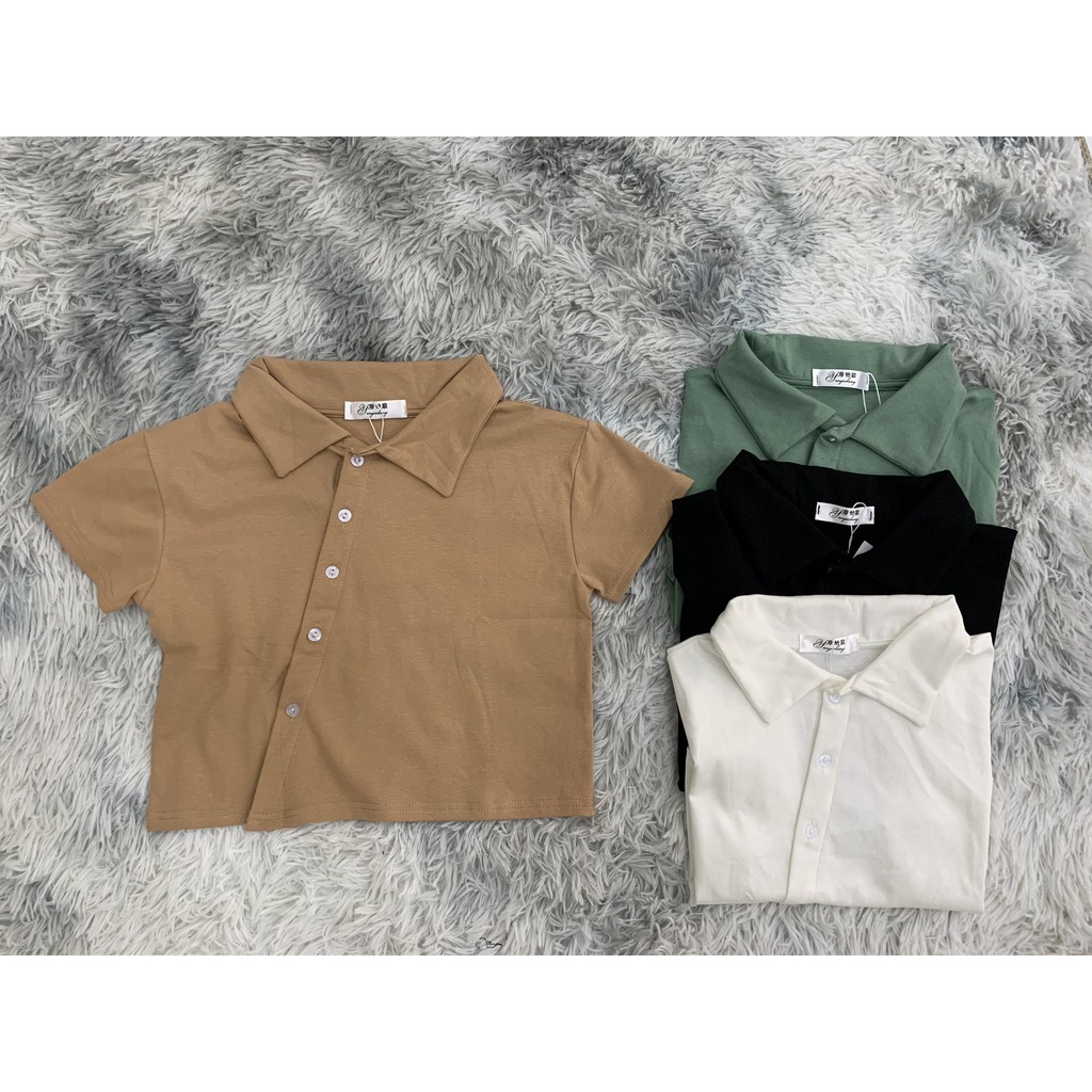 Áo Croptop - Áo Thun Croptop Nút Xẻ Chéo