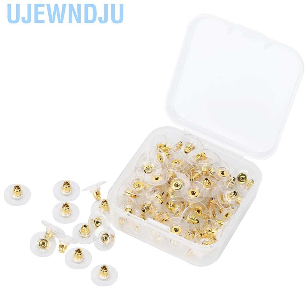 Ujewndju 100Pcs Earring Backs Post Backings Stopper Replacement Stud Secure Hook