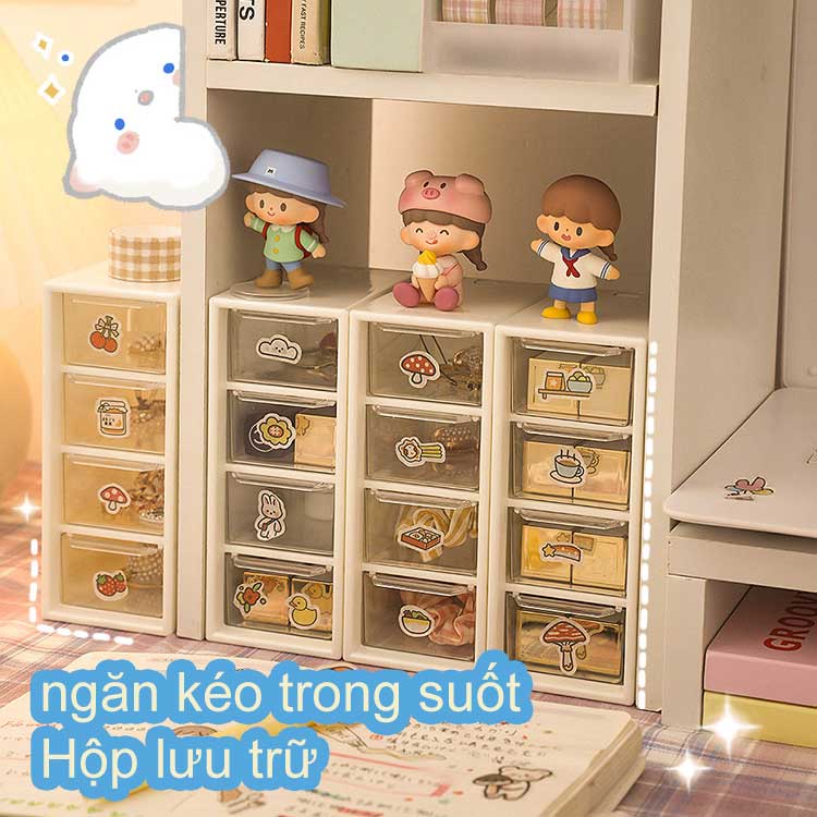 Hộp đựng trang sức để bàn W&G hình vuông có ngăn kéo sử dụng tiện lợi
