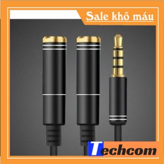 Dây chia từ jack 3.5 ra 1 tai nghe và 1 mic 4 khấc mạ vàng cao cấp, dây chia 1 tai 1 mic, jack chia audio