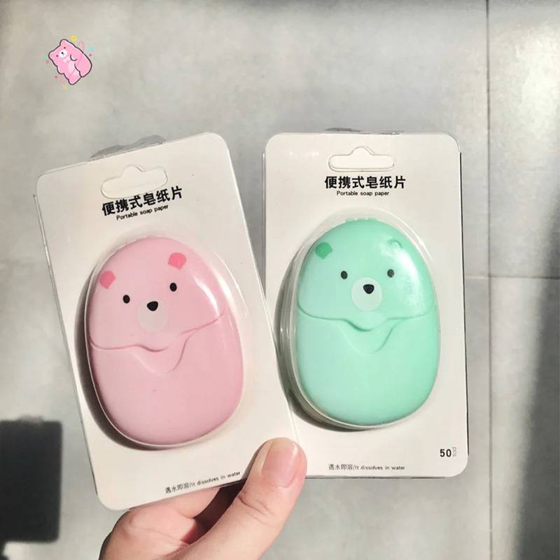 [Hàng mới về] Hộp 50 giấy xà phòng giấy nhỏ gọn dùng một lần đa năng