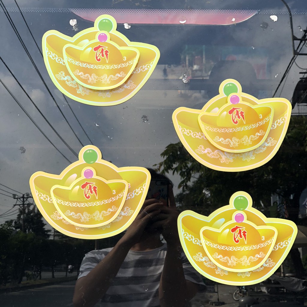 Hình dán trang trí tết set thỏi vàng