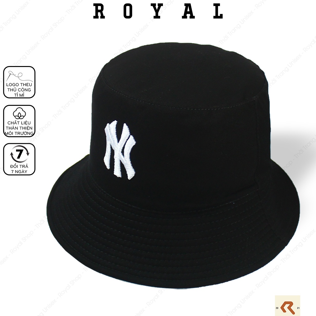 Mũ Bucket Nón Bucket Tai Bèo Nam Nữ 2 Mặt Ny Vải Kaki new york yankees Unisex - Royal Caps