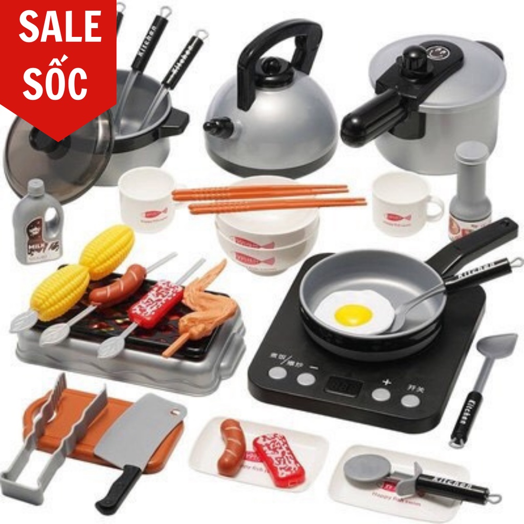 Bộ Đồ Chơi Nhà Bếp Nấu Ăn Cho Bé Loại Lớn Màu Bạc ( Có Ảnh Thật)