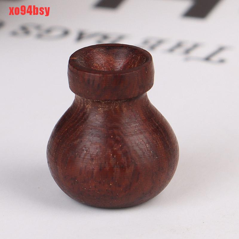 [xo94bsy]1:12 Dollhouse Miniatures Wood Vase Model Doll House Accessories Decorative Toy