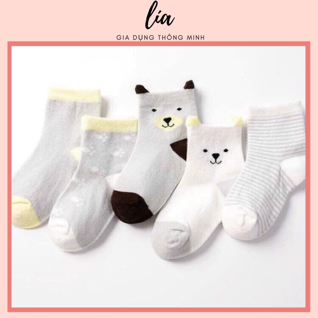 HOT TREND SET 5 ĐÔI TẤT/ VỚ BABY CỔ CAO DÀY ĐẸP CHO BÉ