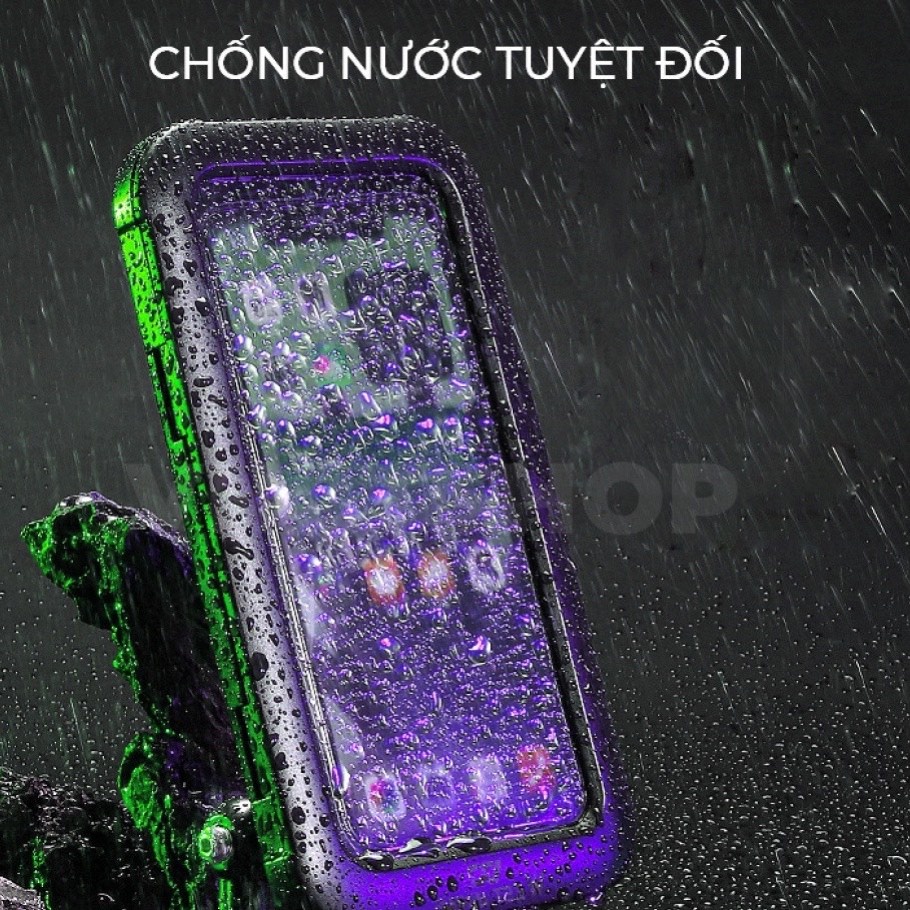 Kẹp giá đỡ điện thoại xe máy gắn chân gương, kẹp điện thoại để trên cho xe máy chống nước đi mưa M3A