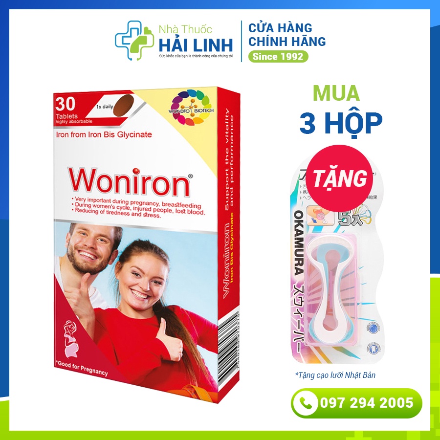 Bổ sung sắt hữu cơ WONIRON ⚡ Hàng Đức nhập khẩu ⚡ Không gây nóng trong, táo bón
