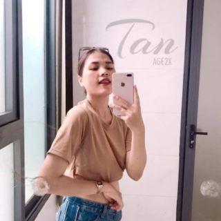 Áo Thun Trơn Nam Nữ #AGE2X Màu Tan