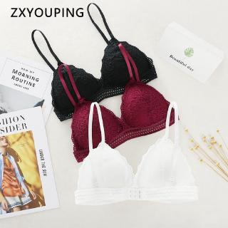 Ladies French Triangle Cup No Steel Ring Bra New Sexy Sling Deep V Lace Underwear Women Thin Style