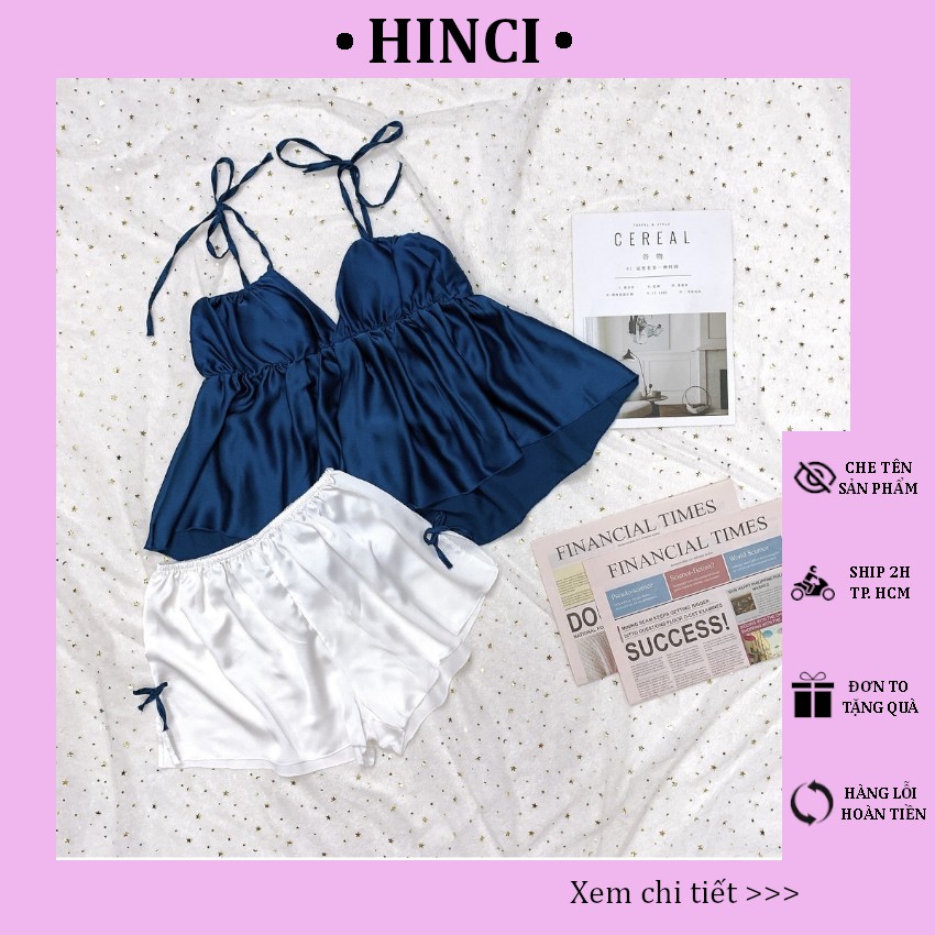 Đồ ngủ sexy- bộ ngủ 2 dây cổ sẻ sâu gợi cảm, chất liệu satin mềm mịn [DN4] | BigBuy360 - bigbuy360.vn