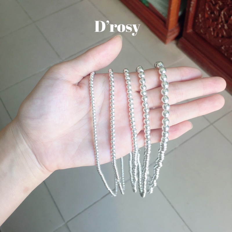 Dây chuyền bạc bi tròn trơn cho người lớn cỡ 3mm 4mm 5mm 6mm dài 47-55 cm chuẩn bạc ta có bảo hành