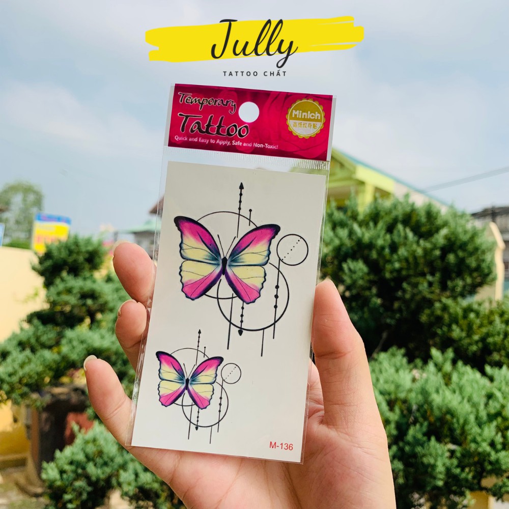 Hình xăm dán, xăm tạm thời mini mẫu bướm nghệ thuật, chống thấm nước lâu trôi 15 ngày JULLY Tattoo chất