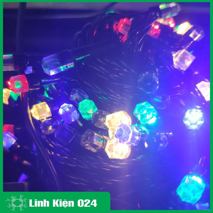 Led dây kim cương đen nhiều màu cuộn 20m điều khiển 8 chế độ trang trí ngoài trời