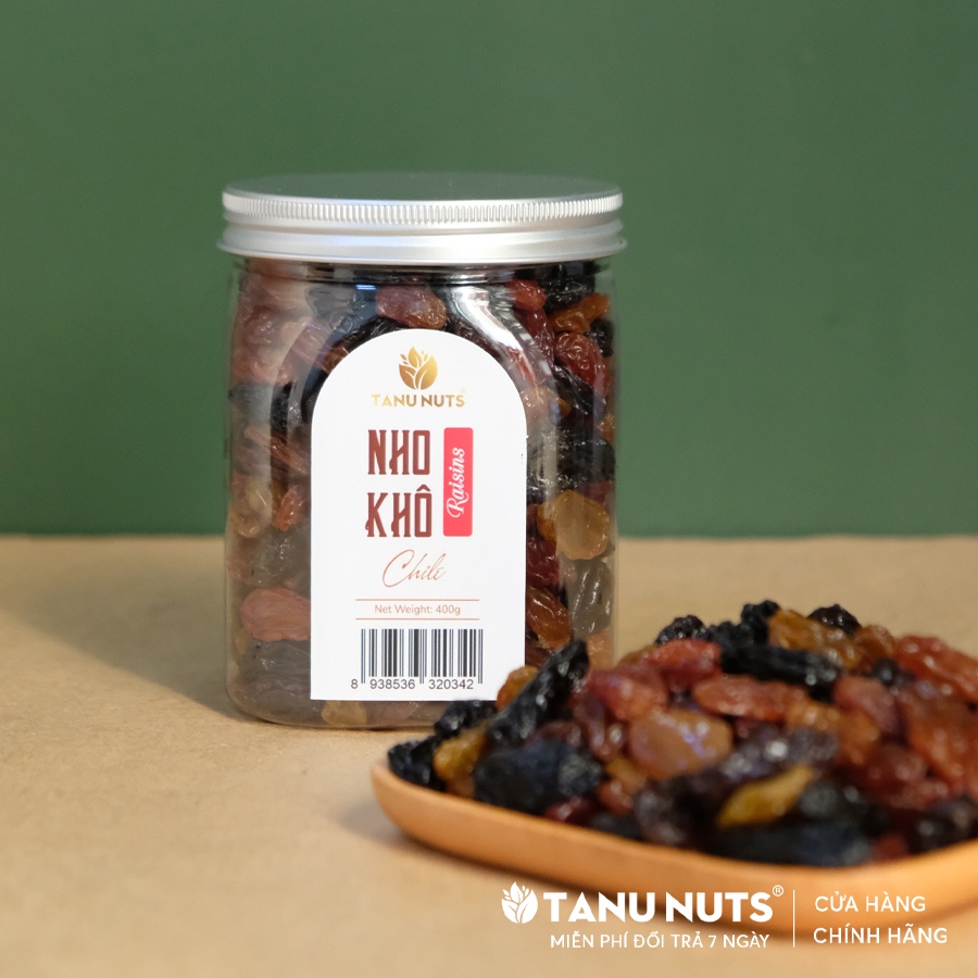 Nho khô Raisins 3 màu TANU NUTS, nho khô không đường Chile sấy chua ngọt