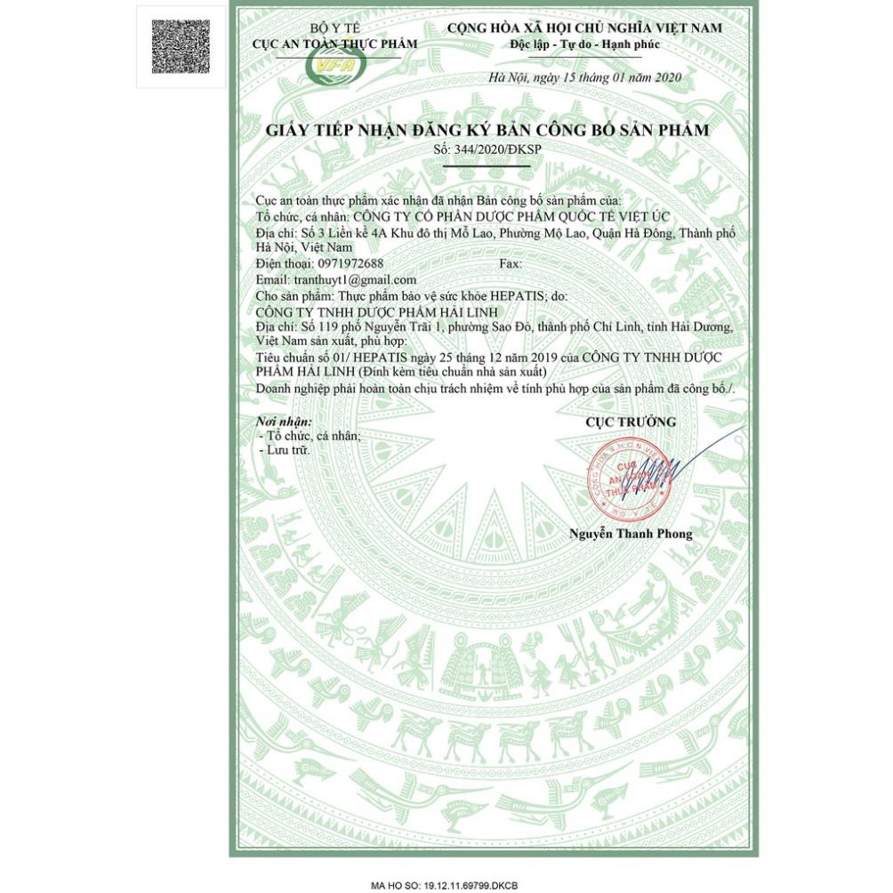 Hepatis - Bảo Vệ Gan, Tăng Cường Chức Năng Gan - HỘP 60 VIÊN