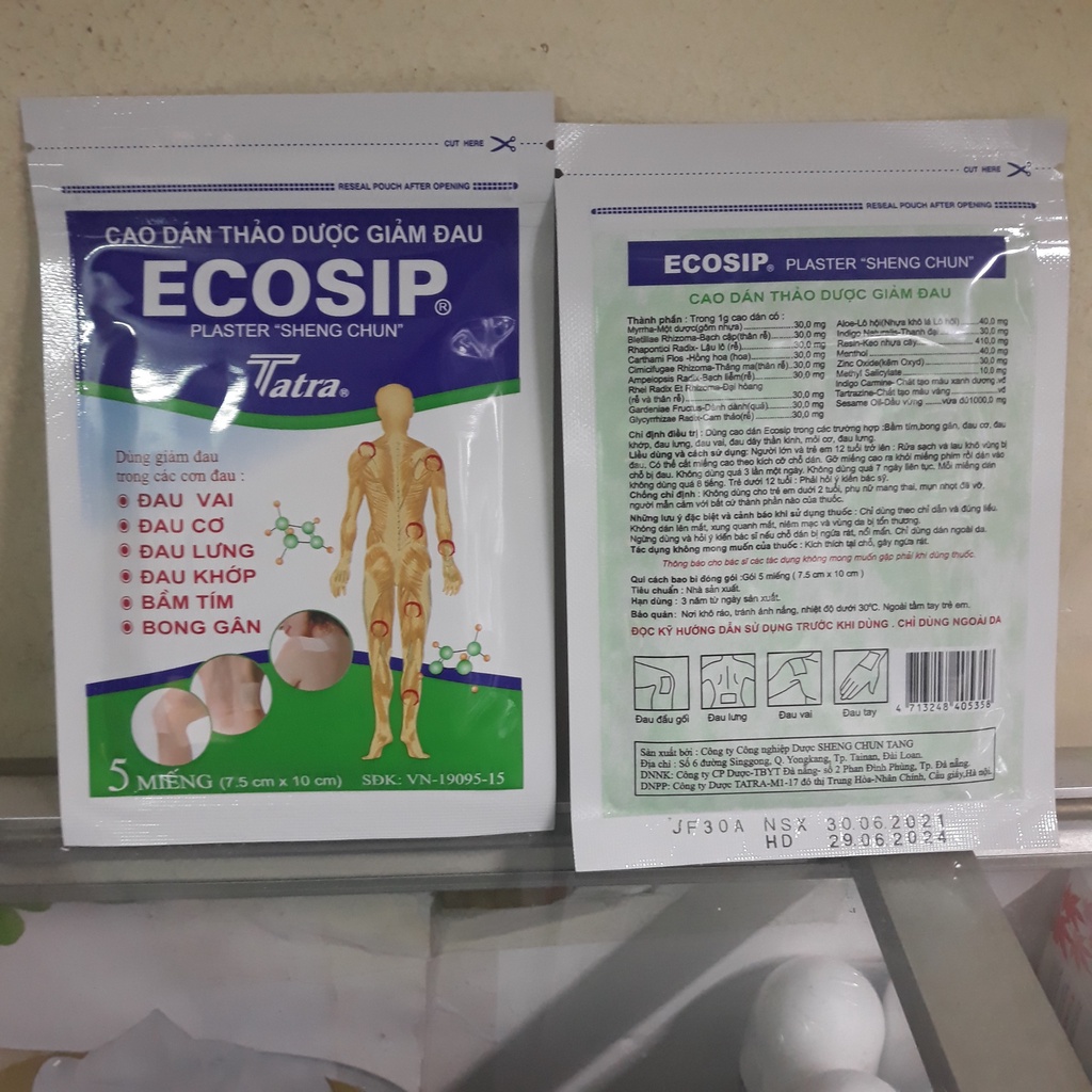 Cao dán Ecosip gói 5 miếng ( chính hãng )