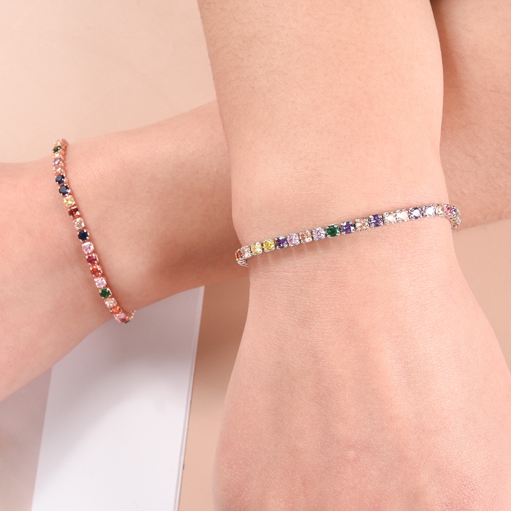 Vòng Tay Đính Đá Zircon Màu Sắc Cầu Vồng Phong Cách Bohemian Dành Cho Nữ