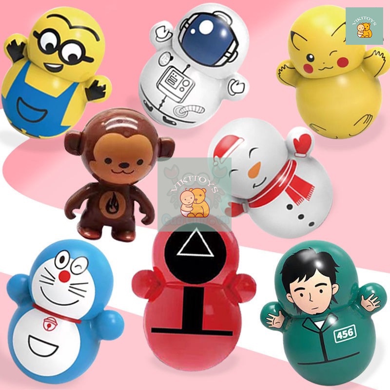 Combo 5 Lật Đật Mini Squid Game Doraemon Doremon Ông Già Noel Người Tuyết Pikachu Phi Hành Gia Dễ Thương Cho Bé Trai Gái