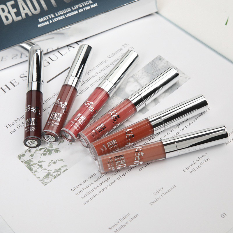 Set 6 son bóng kháng nước, lâu trôi và dưỡng ẩm môi BEAUTY GLAZED