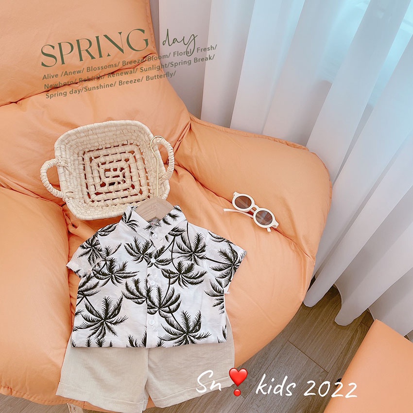 Bộ Quần Áo Trẻ Em Cộc Tay Đũi Đi Biển 2 In Hình Dứa Chuối Dễ Thương Cho Bé Từ 7-19kg Mã CT58