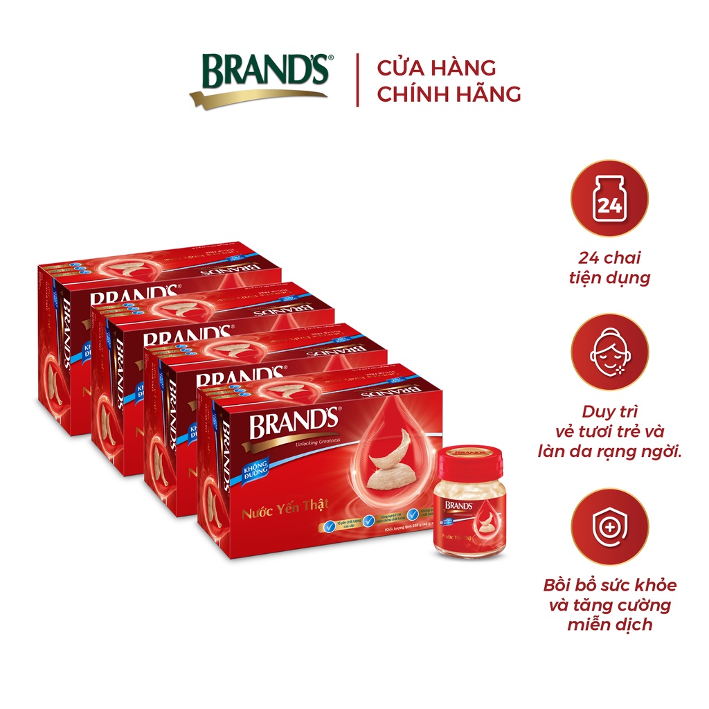 Combo 4 Hộp 6 Chai Nước Yến Thật BRAND'S Không Đường (42g/Chai)