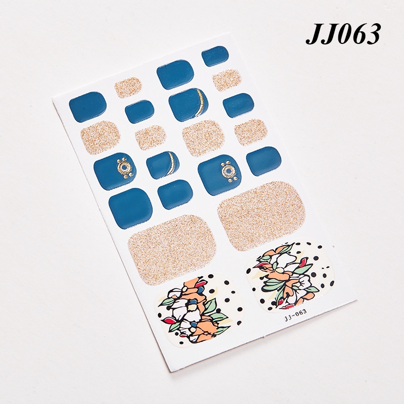 Bộ 22 miếng dán trang trí móng chân thủ công thời trang 3D JJ061-080