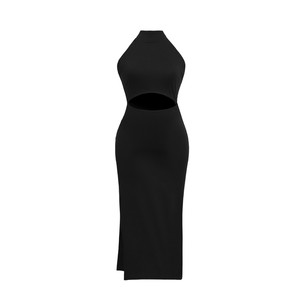 TATICHU - Đầm thun khoét bụng cổ yếm - Halter Backless Long Dress