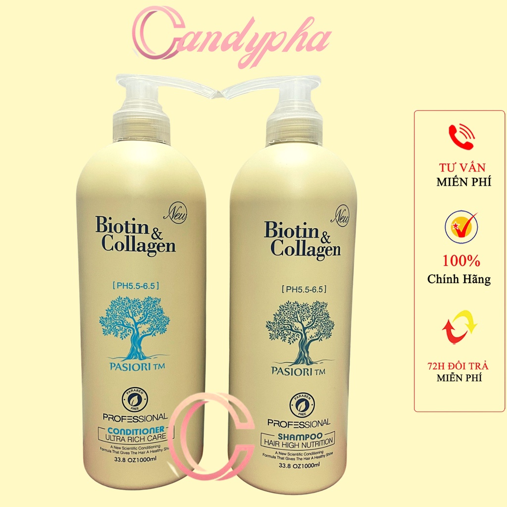 Cặp Dầu Gội Xả Biotin Collagen Trắng 500ml-1000ml | Giảm Rụng Tóc, Kích Mọc Tóc, Phục Hồi Tóc Khô Xơ | Hàng Chính Hãng