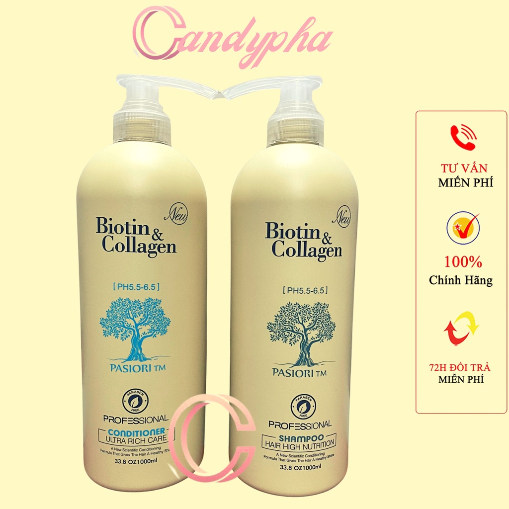 Cặp Dầu Gội Xả Biotin Collagen Trắng 500ml-1000ml | Giảm Rụng Tóc, Kích Mọc Tóc, Phục Hồi Tóc Khô Xơ | Hàng Chính Hãng