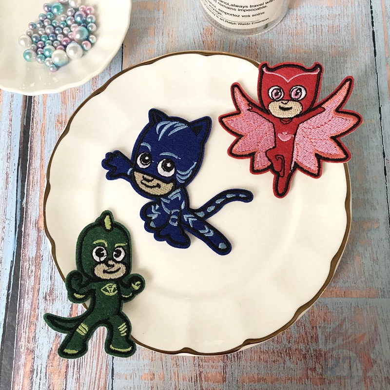 ☸ Đồng Hồ Đeo Tay P.J P.J Chất Lượng Cao Mặt Nạ Hoạt Hình Xinh Xắn Chất Lượng ☸ 1 Miếng Dán Ủi Quần Áo Hình Catboy Gekko Owlette