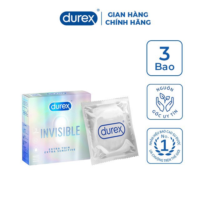 Bao Cao Su Durex Invisible Extra Thin, Extra Lubricated Hộp 3-10 Cái. Che tên sản phẩm