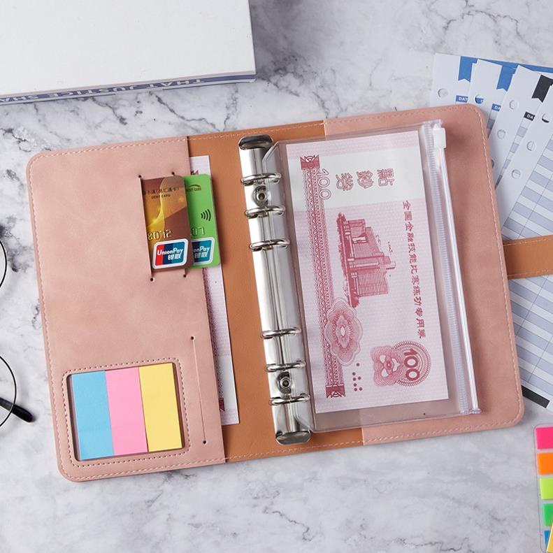 Sổ còng bìa da A6 SOLANO sổ tay bìa da PU gáy còng kèm phụ kiện và giấy note đa năng SN-001423
