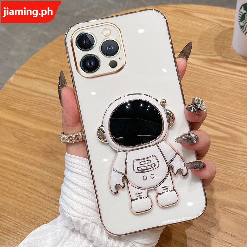 Ốp Điện Thoại Mềm Mạ Điện Hình Phi Hành Gia 3D Có Giá Đỡ Cho iphone 13 Pro Max 12 Pro Max 11 Pro Max